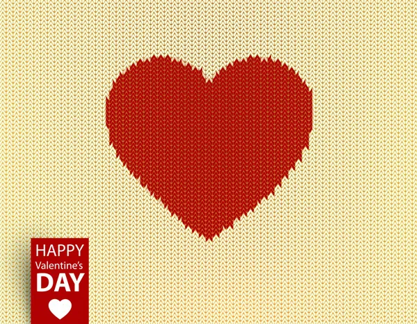 Gebreide vector patroon met rood hart voor Valentijnsdag ontwerp — Stockvector