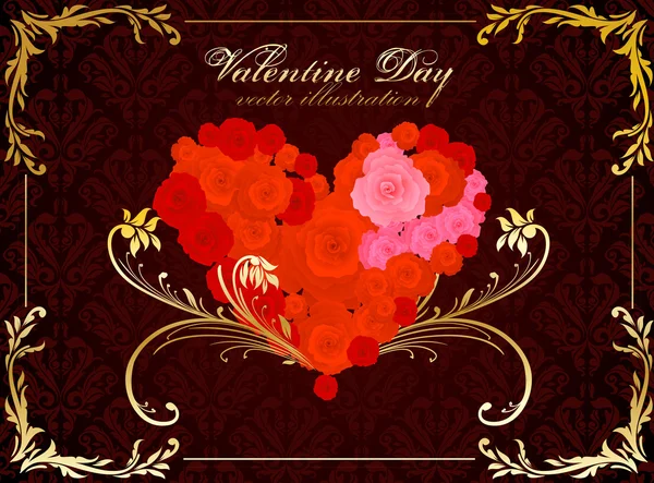 Valentine day vector rose heart — Stock Vector