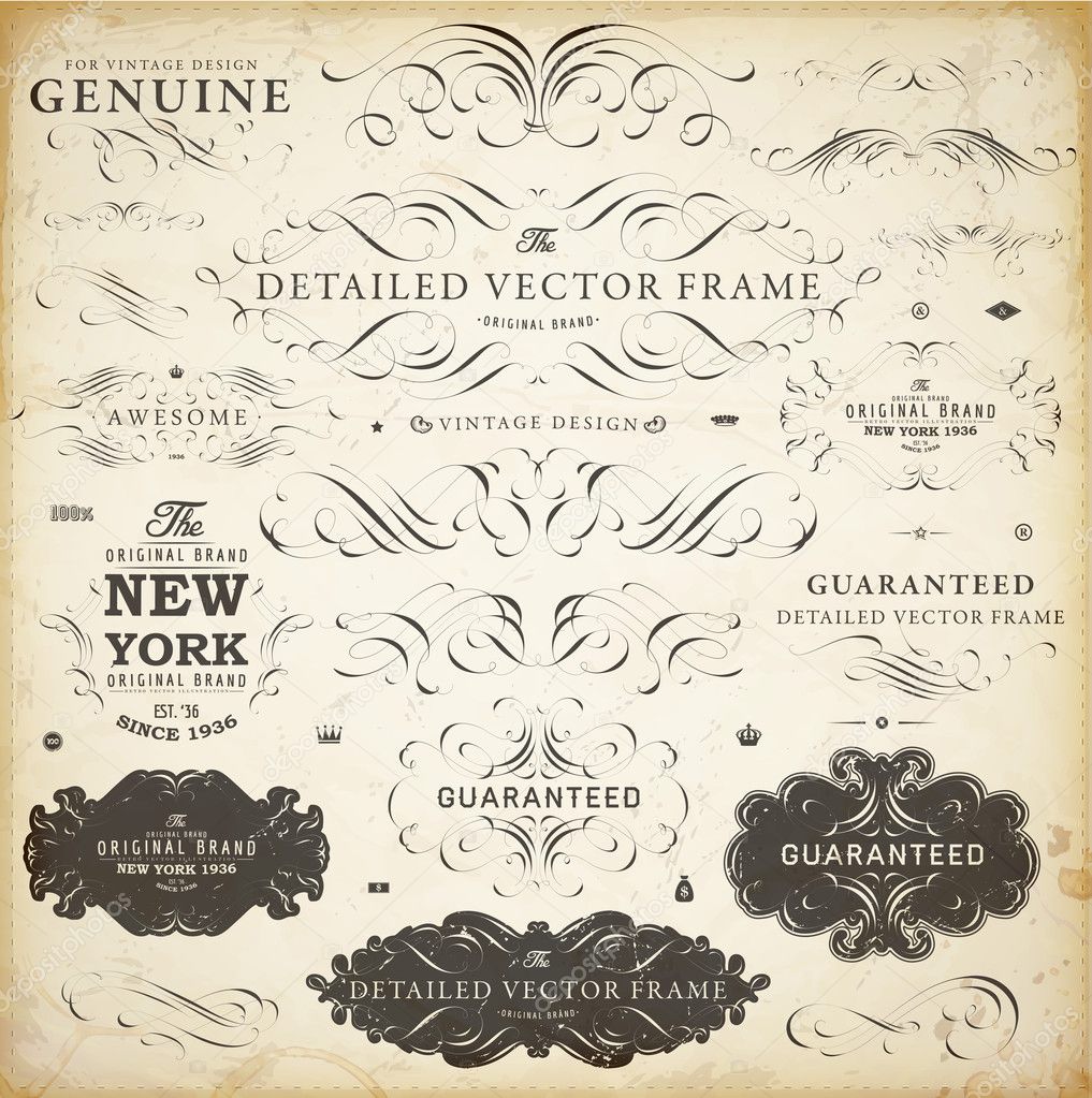 Vector set: calligraphic design elements and page decoration - lots of useful elements to embellish your layout