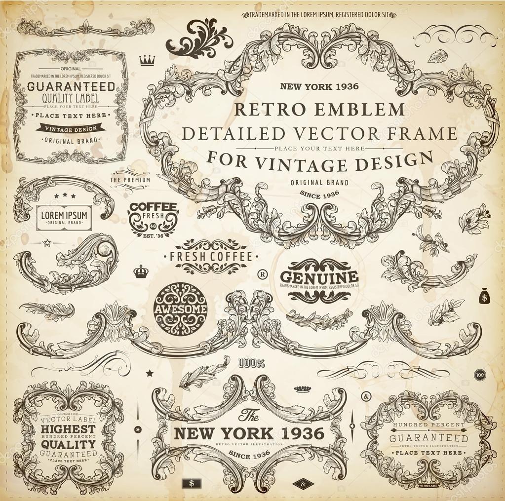 Vector set: calligraphic design elements and page decoration - lots of useful elements to embellish your layout