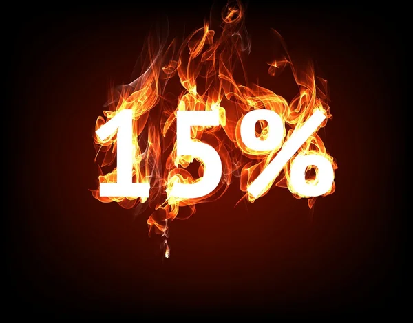 Sprzedaż ognia 15 procent projekt gorącym płomieniem — Zdjęcie stockowe