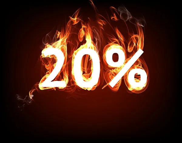 Fire Sale 20 percent for hot flame design — Stock Photo, Image