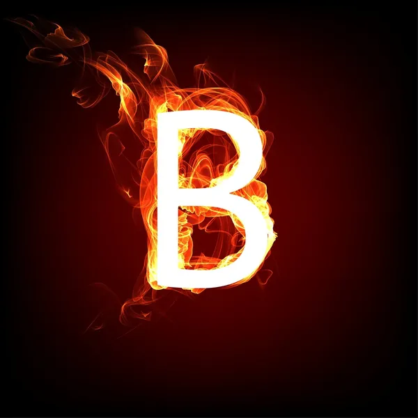 Ohnivé písmo pro horký plamen design. písmeno b — Stock fotografie