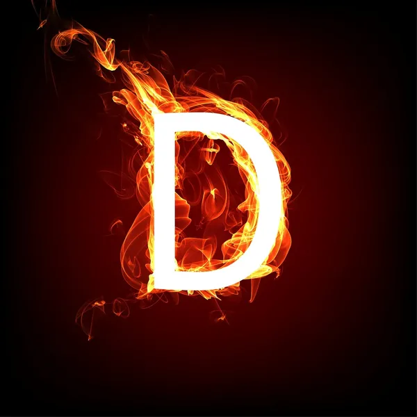 Fiery font for hot flame design. Letter D — Stock Photo, Image