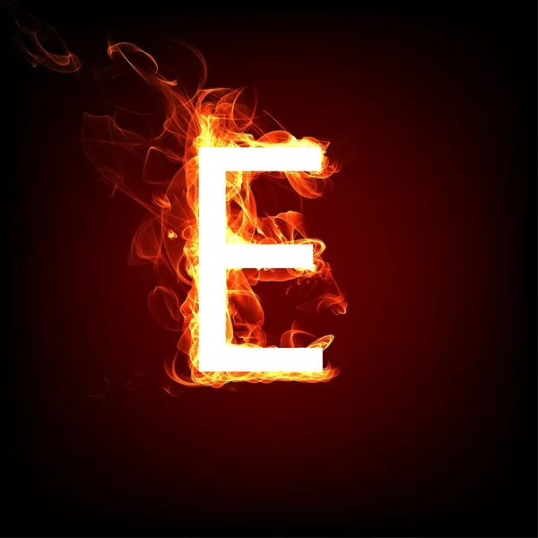 Fiery font for hot flame design. Letter E — Stock Photo, Image