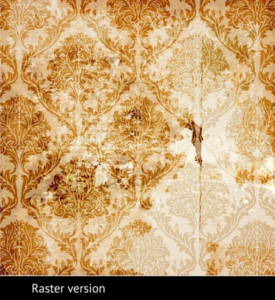 Elegant damask background with classical wallpaper pattern, slightly grungy texture and light effects — Stock Photo, Image