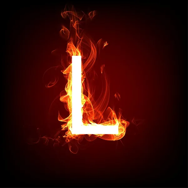 Fiery font for hot flame design. Letter L — Stock Photo, Image