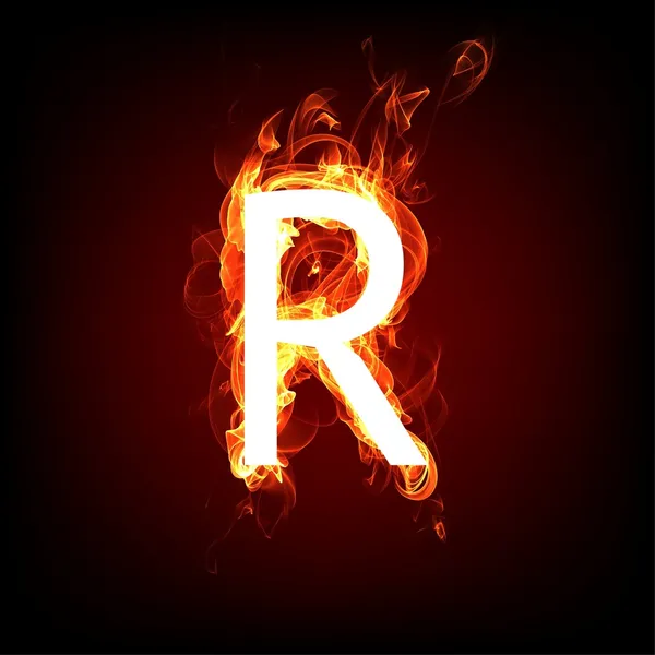 Fiery font for hot flame design. Letter R — Stock Photo, Image