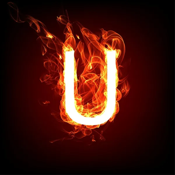 Fiery font for hot flame design. Letter U — Stock Photo, Image