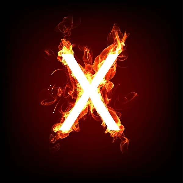 Fiery font for hot flame design. Letter X — Stock Photo, Image