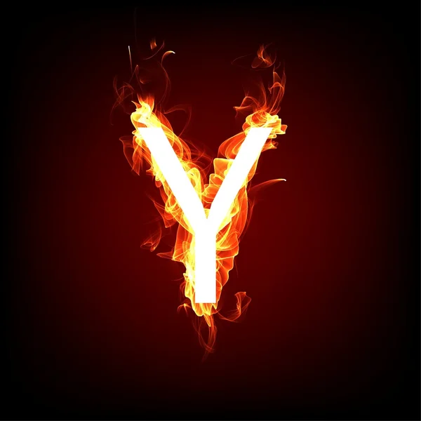 Огненный шрифт для дизайна горячего пламени. Буква Y — стоковое фото