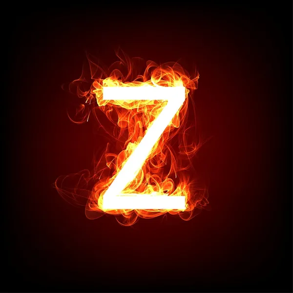 Огненный шрифт для дизайна горячего пламени. Буква Z — стоковое фото