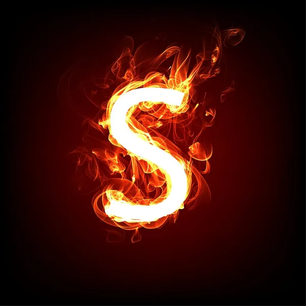 Fiery font for hot flame design. Letter S — Stock Photo, Image