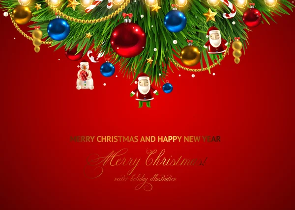 有灌木和圣诞树的圣诞背景 — 图库矢量图片