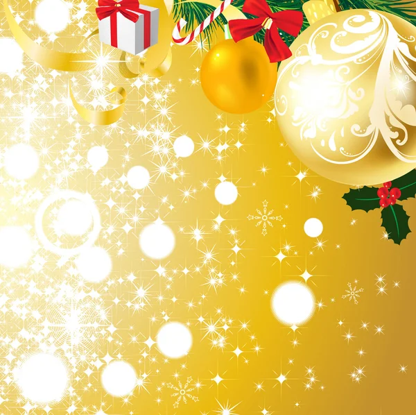 Weihnachten Hintergrund mit Christbaumkugeln und Weihnachtsbaum — Stockvektor