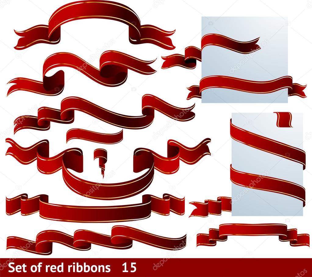 SET of 15 RED RIBBONS!