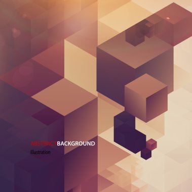 Abstract retro cubes background, vector illustration