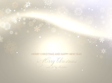 Beyaz kar taneleri ve ışıkları olan soyut Noel kartı