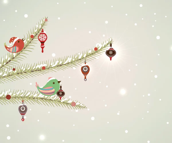 Conception vectorielle d'oiseaux et d'arbres de Noël — Image vectorielle