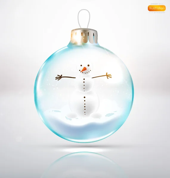 Elegant christmas background with snowman in bauble — Stock Vector