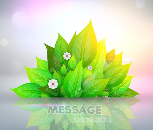 Fresh green leaves and sun shine for summer design — Stock Vector