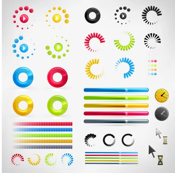 Carga, Streaming, Buffering, Play, Go conjunto de iconos vectoriales — Vector de stock