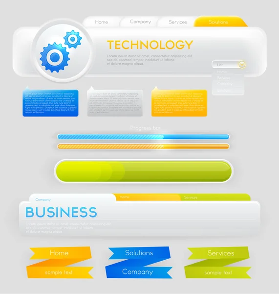 Zestaw nawigacji www projektu — Wektor stockowy