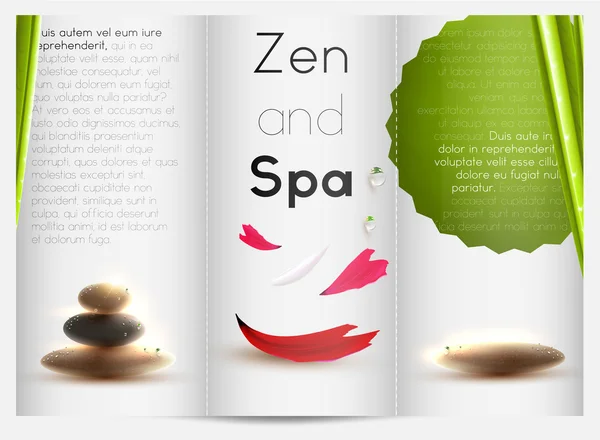 Spa bodegón con piedra zen y diseño de folleto de bambú — Vector de stock