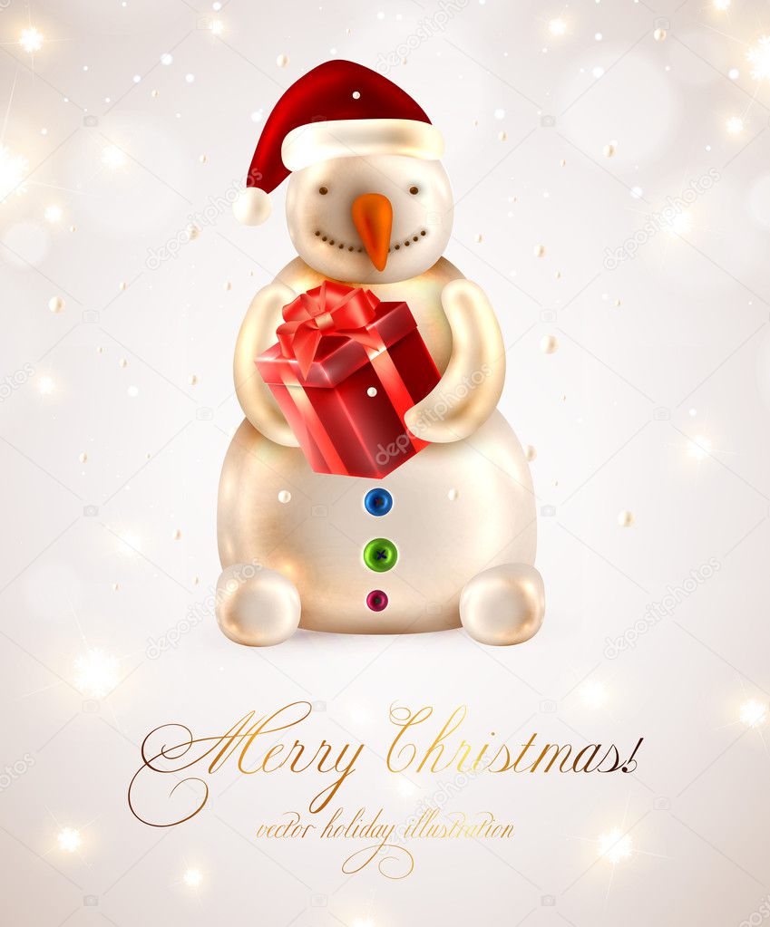 Snow man with gift for you