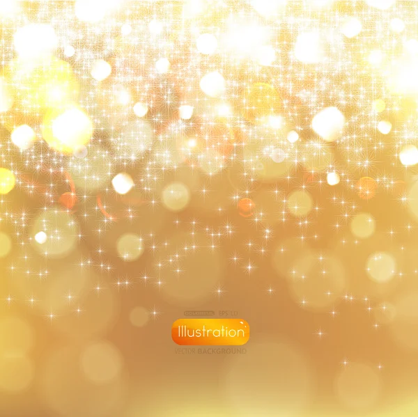 Beautiful golden xmas background with glow snowflakes and sparks, Christmas design — Stock Vector