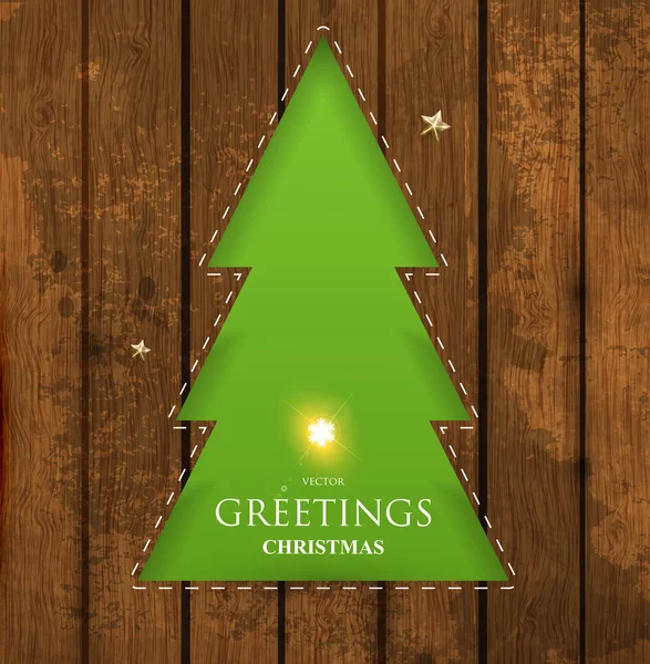 Julgran hål i trä bakgrund — Stock vektor