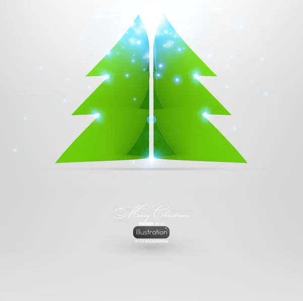 Eenvoudige vector kerstboom gemaakt van groene papier - oorspronkelijke nieuwjaarskaart — Stockvector