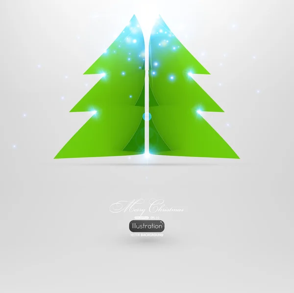 Árbol de navidad vector simple hecho de papel verde - tarjeta de año nuevo original — Vector de stock