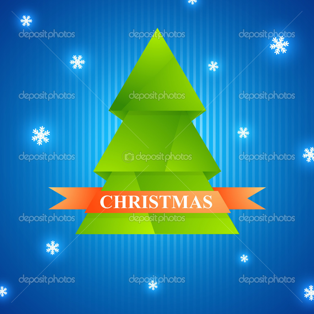 Vetor simples árvore de Natal feita de papel - cartão de ano novo original  imagem vetorial de © Ozerina #18306927