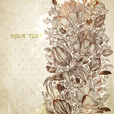 şık çiçekli arka plan, retro vintage tasarım çiçek oyma.