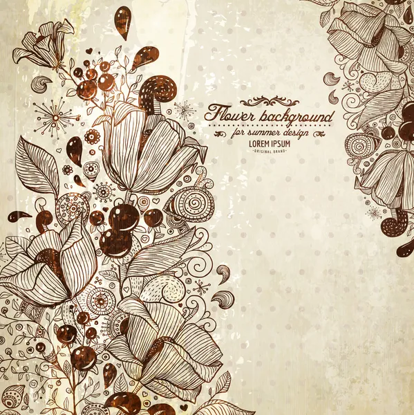 Fundo floral elegante, flores de gravura retro para design vintage . — Vetor de Stock