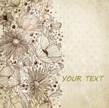 şık çiçekli arka plan, retro vintage tasarım çiçek oyma.