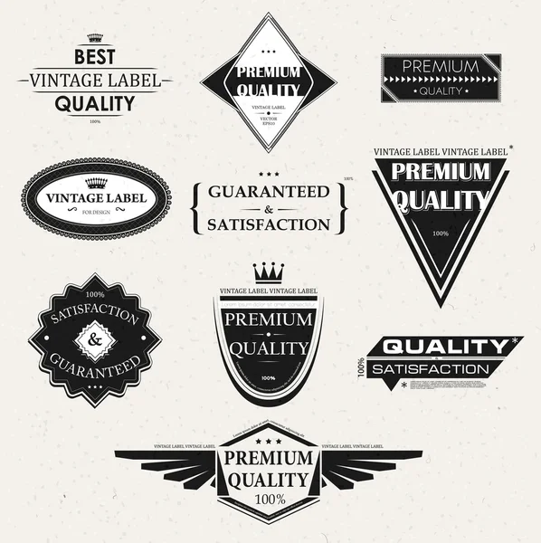 Set van Premiumkwaliteit en garanderen van etiketten met retro vintage gestileerde design, vector — Stockvector