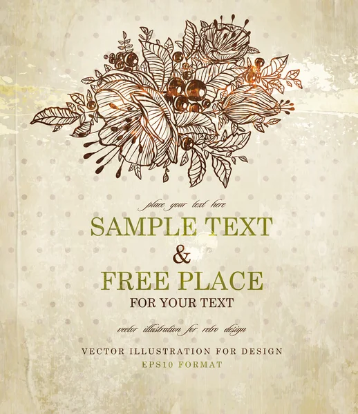 Κομψό floral φόντο, ρετρό εγχάραξη λουλούδια για εκλεκτής ποιότητας σχέδιο. — Διανυσματικό Αρχείο
