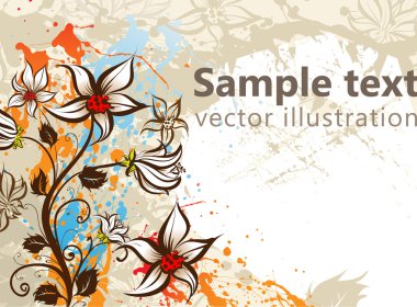 Metnin için yer ile soyut çiçek süsleyin