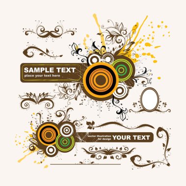 Metnin için yer ile soyut çiçek süsleyin