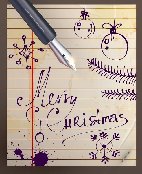 Vintage Christmas Card. Merry Christmas Hand Drawn lettering — Stock Vector