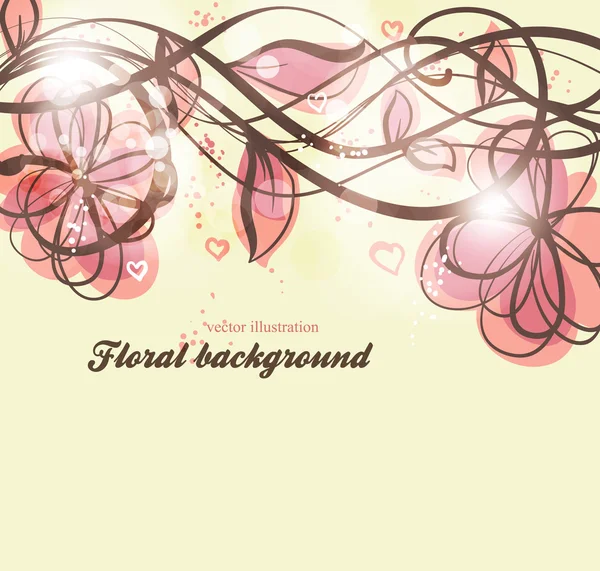 Fundo floral desenhado à mão com flores, cartão vetorial de saudação para design retro — Vetor de Stock