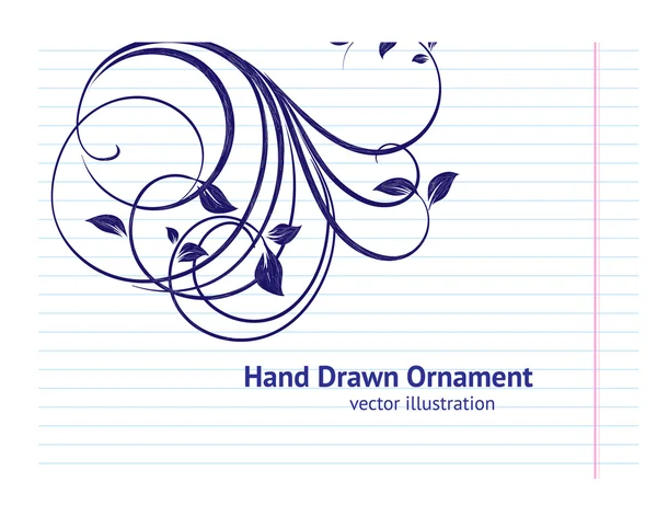 Χέρι πίσω να σχολείο εικονογράφηση σχεδιαστικά στοιχεία σε φόντο χαρτί επένδυση sketchbook, floral διακοσμήσεις — Διανυσματικό Αρχείο