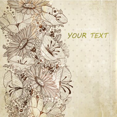 şık çiçekli arka plan, retro çiçekler