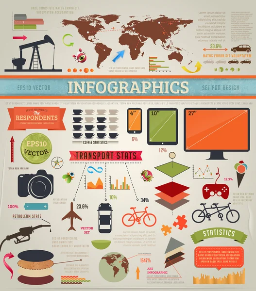 Conjunto de elementos de infografía para el diseño — Archivo Imágenes Vectoriales