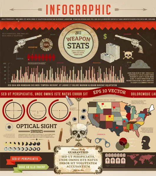 Definir elementos de infográficos arma para design retro, eps 10 ilustração vetorial —  Vetores de Stock