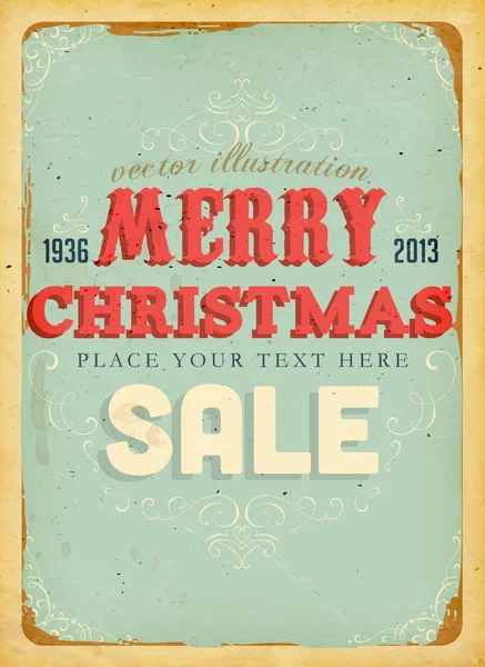 Vintage Christmas Sale Card e sfondo grunge per il design invito di Natale, eps10 illustrazione — Vettoriale Stock