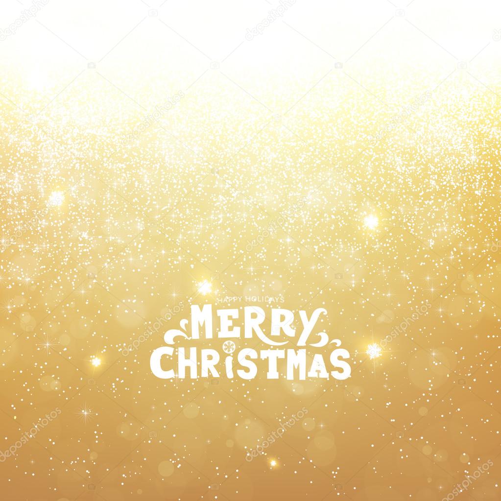Gold Christmas background with snowflakes for Xmas design.