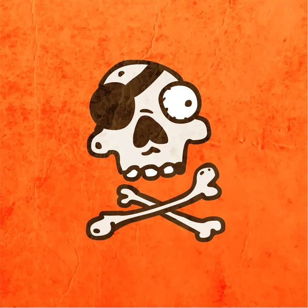 Cráneo de esqueleto de dibujos animados con bigote . — Vector de stock